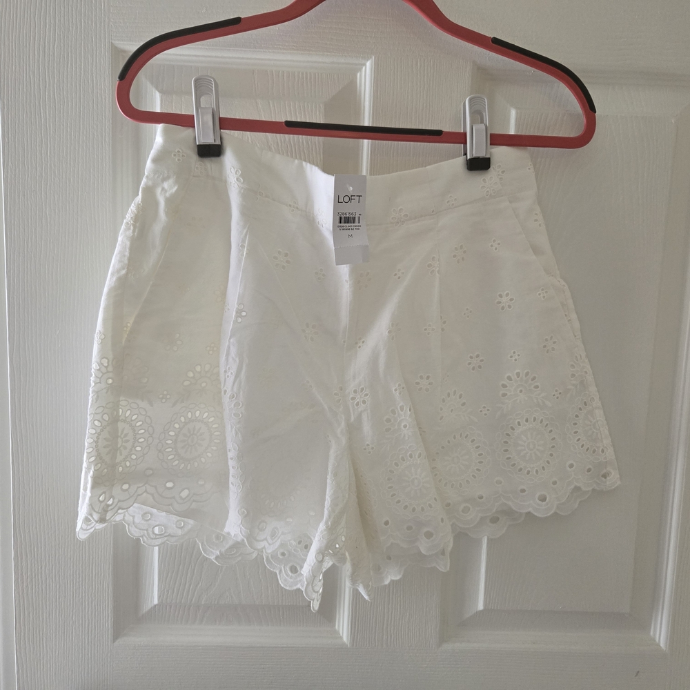 LOFT White High Waist Lace Shorts